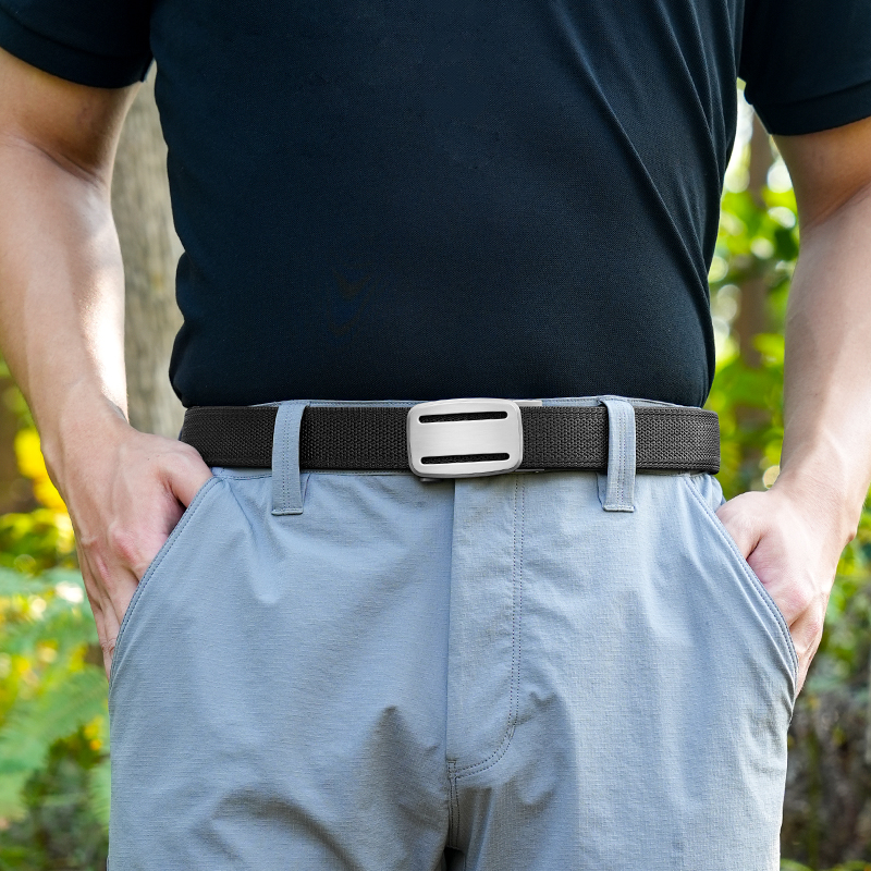 GUGETI Men's Tactical Fabric Belt with Automatic Buckle 3.5CM