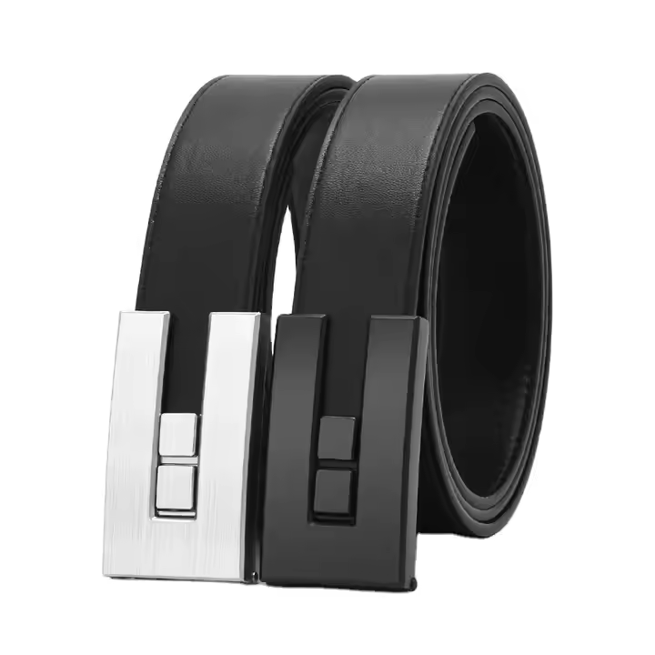 GUGETI Men's Leather Belt with Slider Buckle 3.5CM