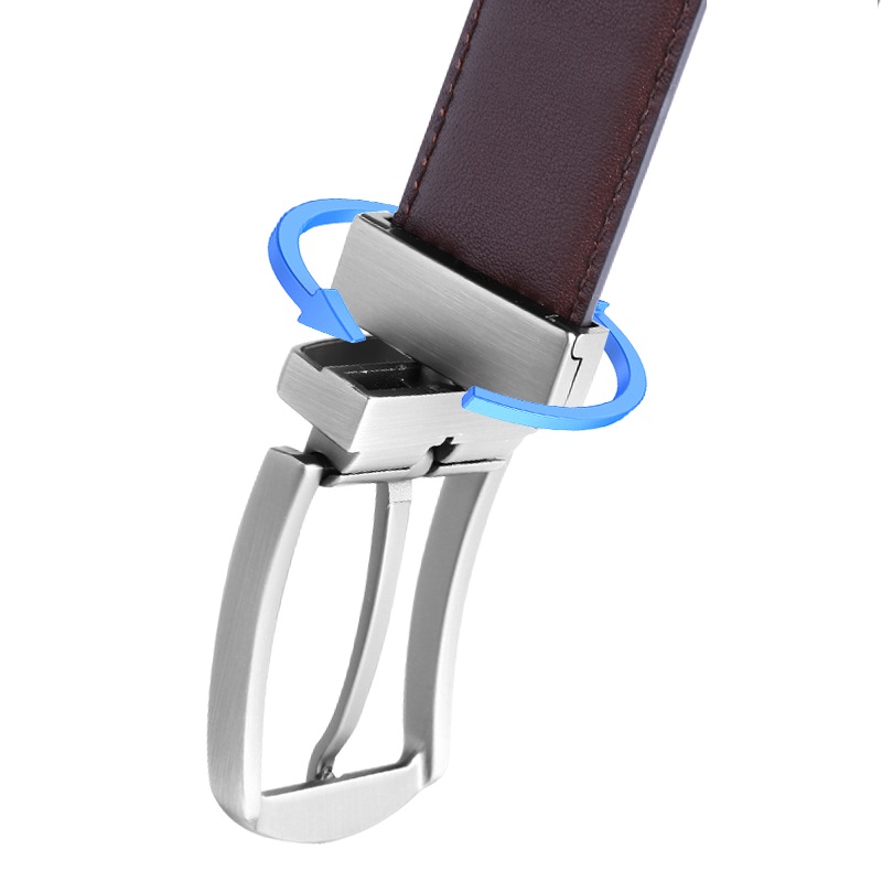 GUGETI Men's Leather Belt with Rotated Pin Buckle 3.5CM