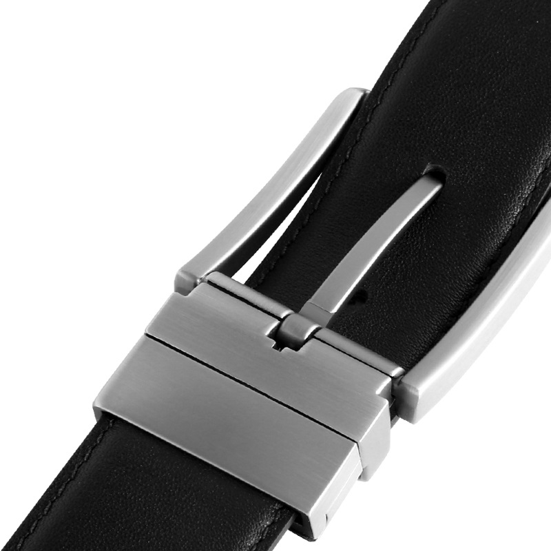 GUGETI Men's Leather Belt with Rotated Pin Buckle 3.5CM