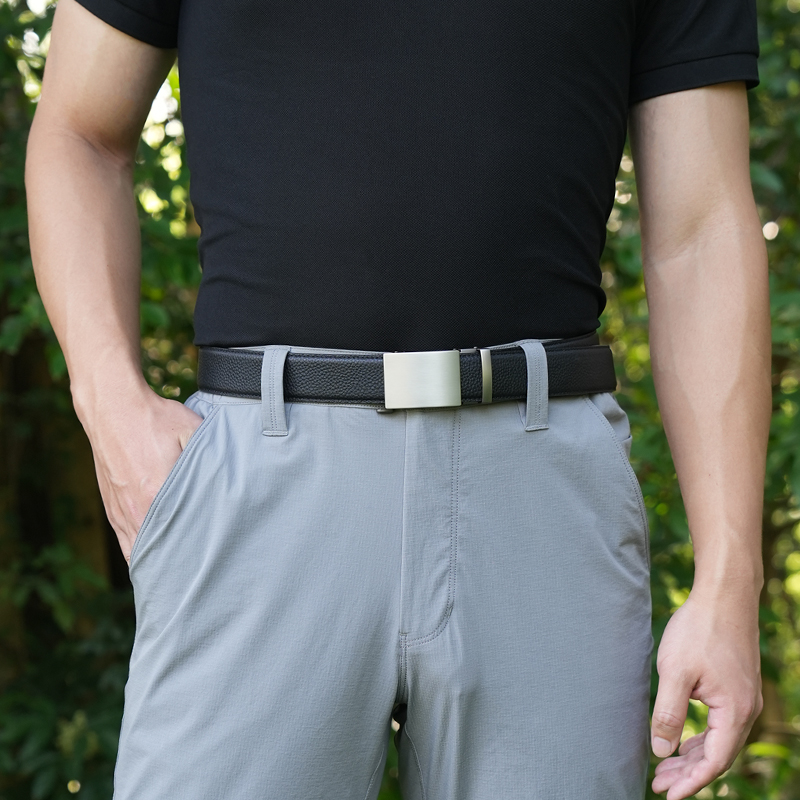 GUGETI Men's Genuine Leather Belt with Automatic Buckle 3.5CM