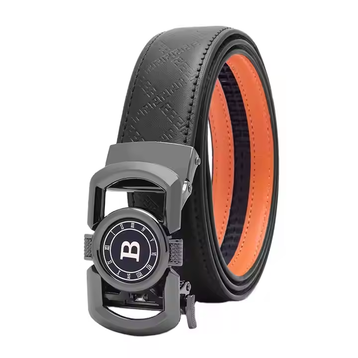 GUGETI Men's PU Leather Belt with Letter B Automatic Buckle 3.5CM