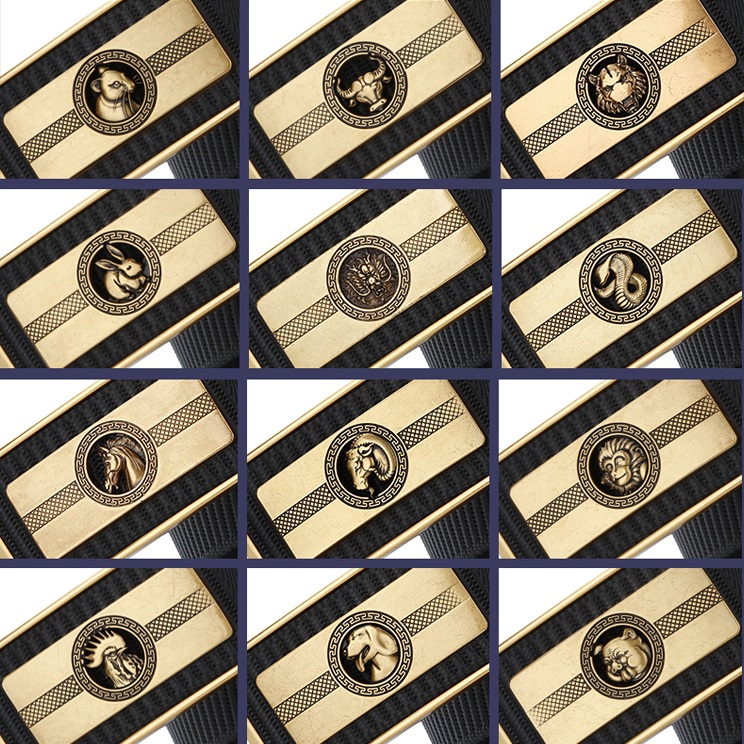 GUGETI 12 Zodiac Fabric Belts with Automatic Buckle 3.5cm
