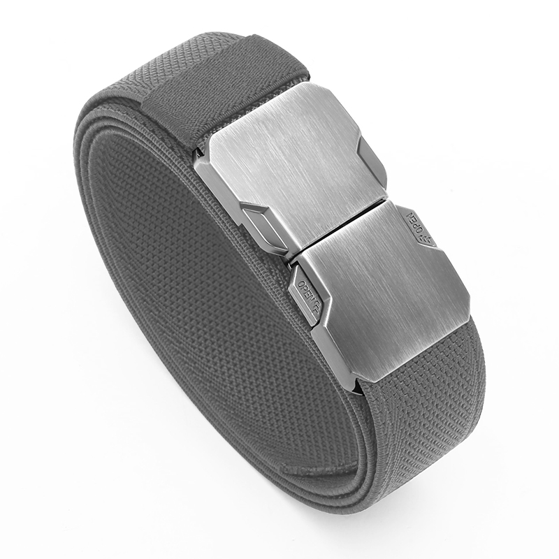 GUGETI Unisex Elastic Stretch Belt with Brushed Quick Release Buckle 3.5CM