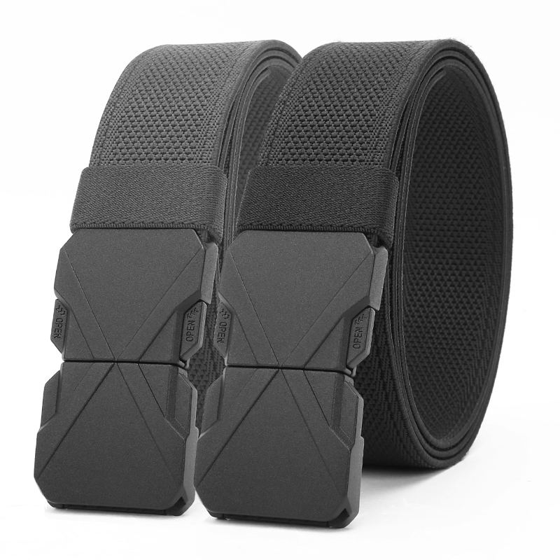 GUGETI Men's Elastic Stretch Belt with X Shaped Quick Release Buckle 3.8CM