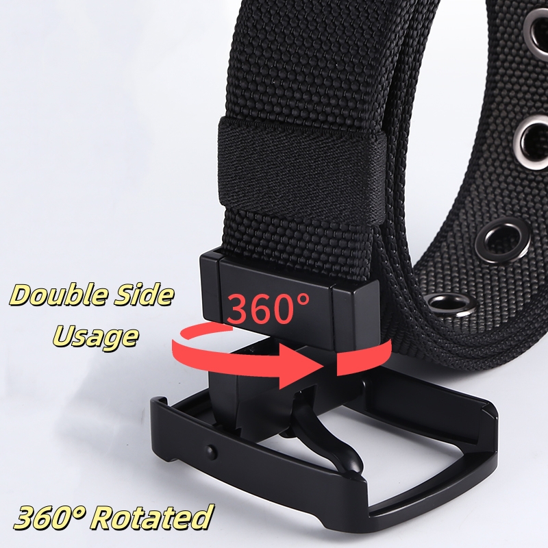 GUGETI Men's Fabric Belts with 360° Rotated Pin Buckle 7 Holes 3.5CM