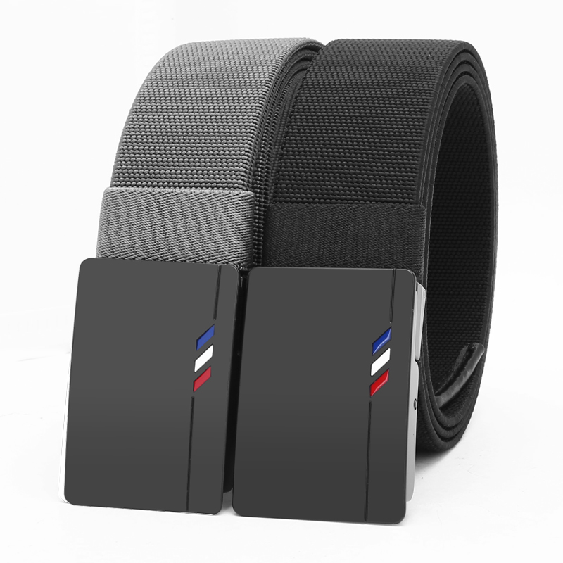GUGETI Men's Elastic Stretch Belt with Flip-Top Plate Buckle 3.8CM 1.5in