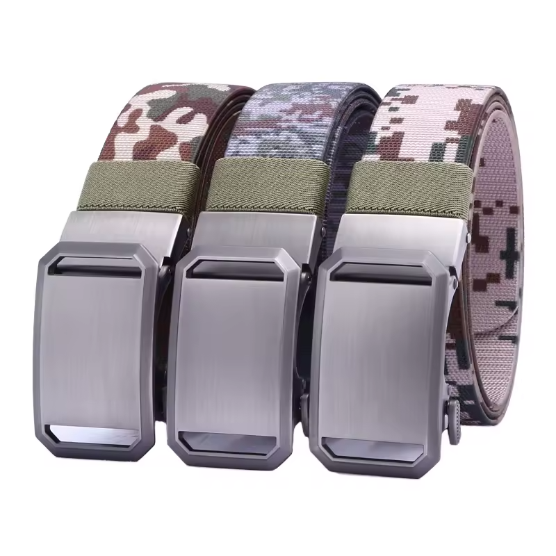GUGETI Men's Camouflage Elastic Stretch Belt with Blank Automatic Buckle 3.5CM