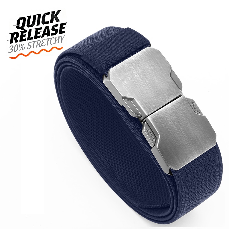 GUGETI Unisex Elastic Stretch Belt with Brushed Quick Release Buckle 3.5CM