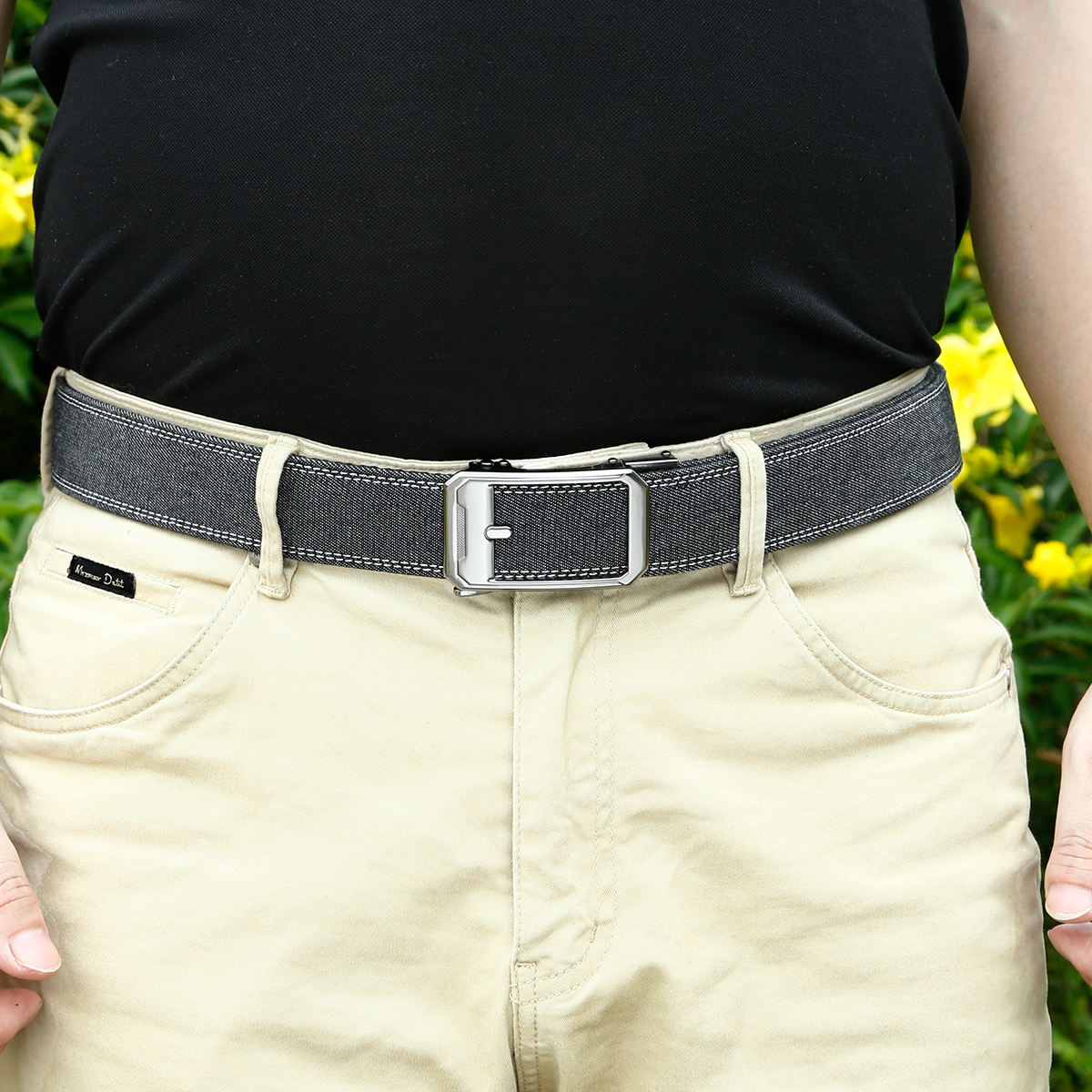 Men's Belt Pin buckle  Automatic buckle denim belt canvas  fabric belt 3.5cm