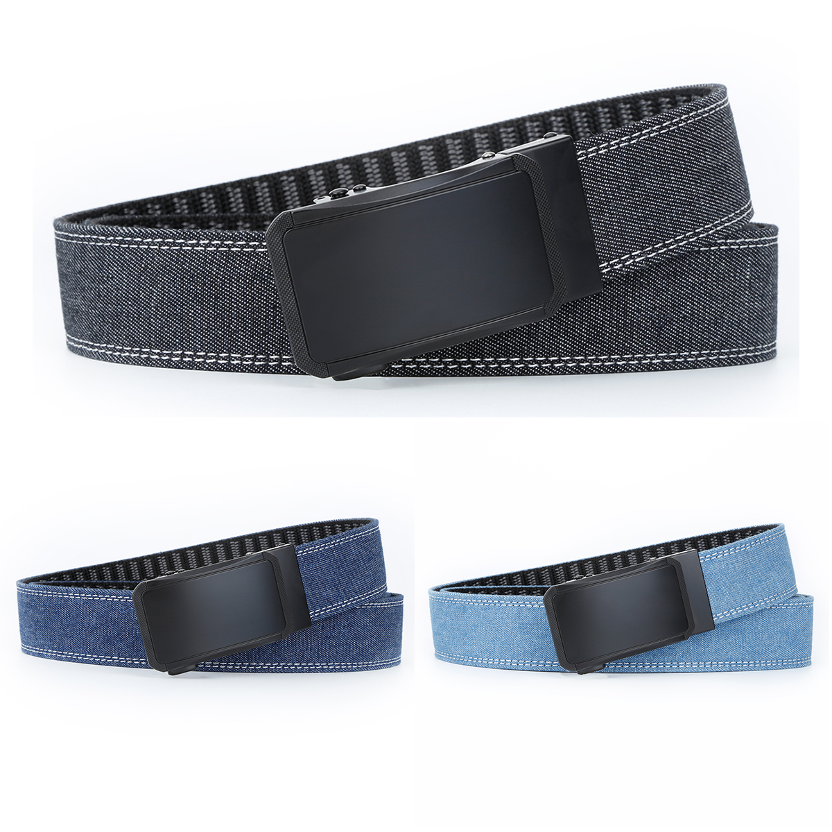 Men's Belt Automatic buckle denim belt canvas  fabric belt 3.4cm