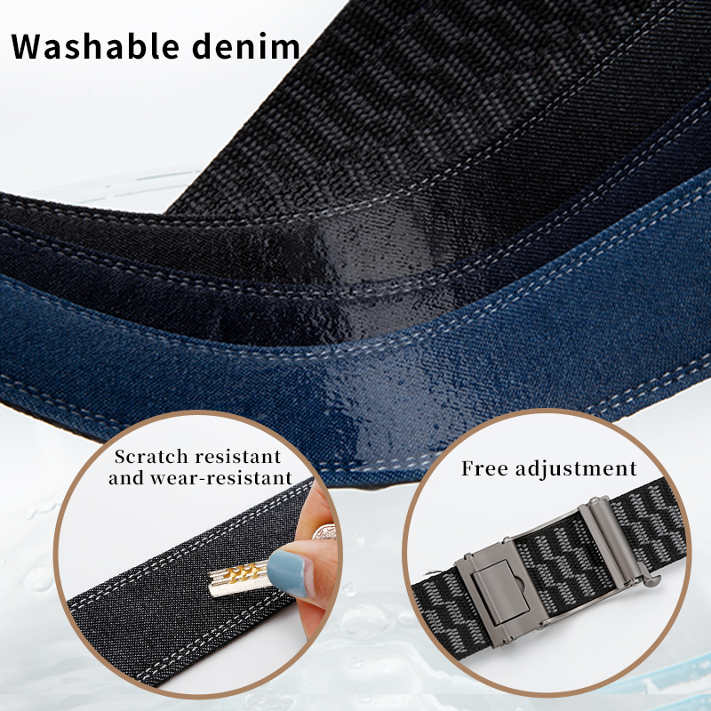 Men's Belt Automatic buckle denim belt canvas  fabric belt 3.4cm
