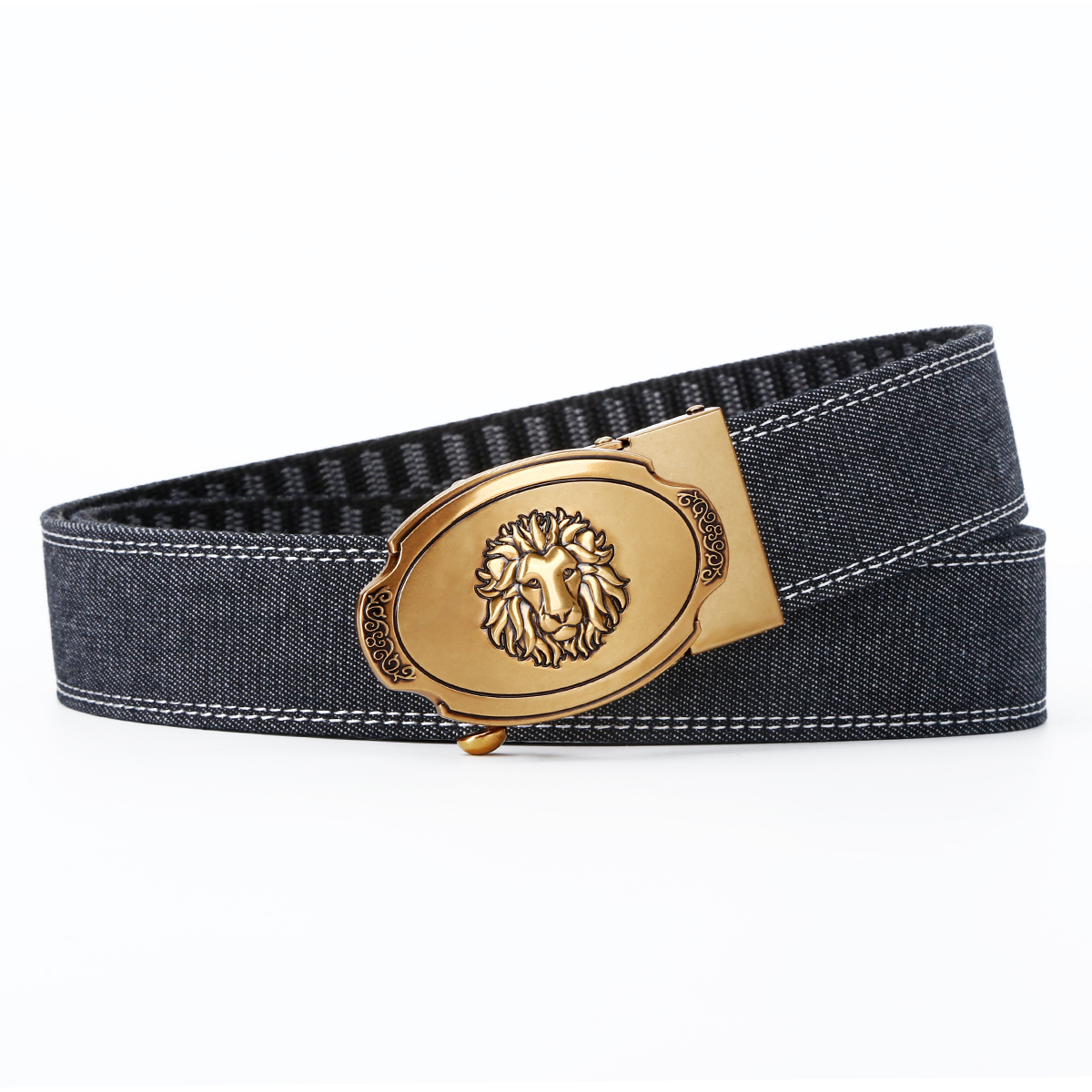 Men's Belt Lion Automatic buckle denim belt canvas  fabric belt 3.4cm