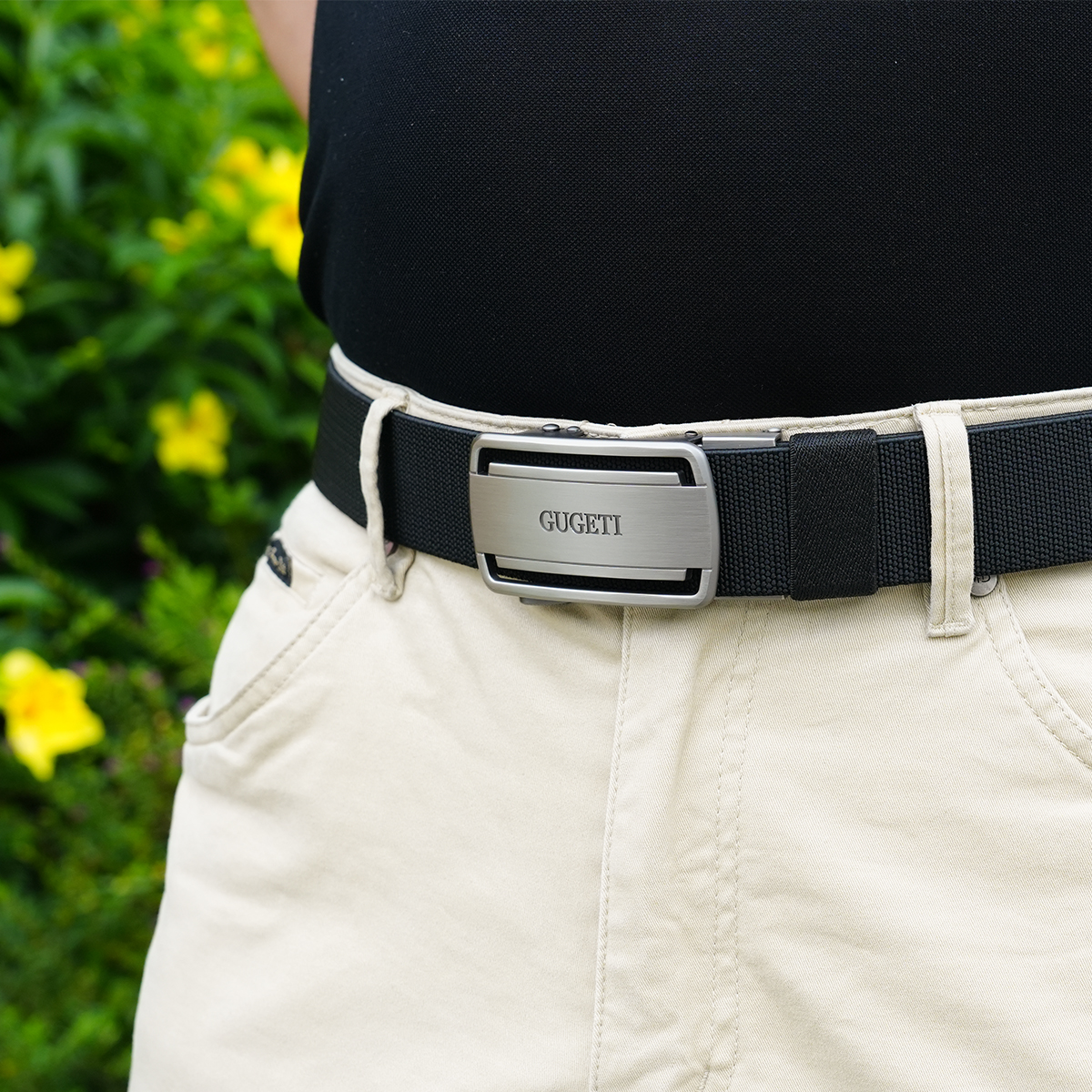 Men's Belt Automatic buckle Tactical Elastic Belt canvas  fabric belt 3.5cm