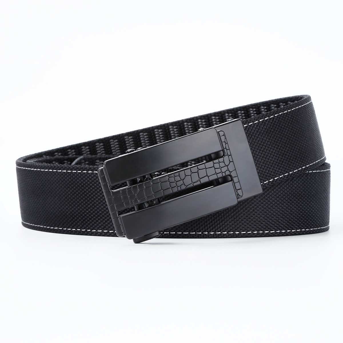 Men's Belt Crocodile grain  Automatic buckle nylon belt canvas  fabric belt 3.4cm