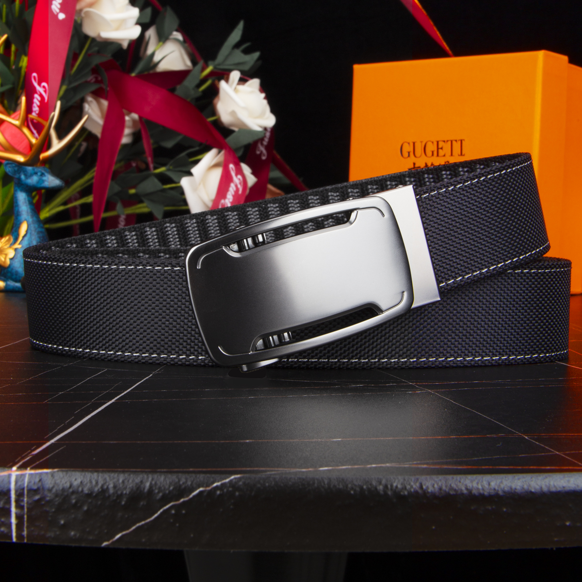 Men's Belt Automatic buckle nylon belt canvas  fabric belt 3.4cm