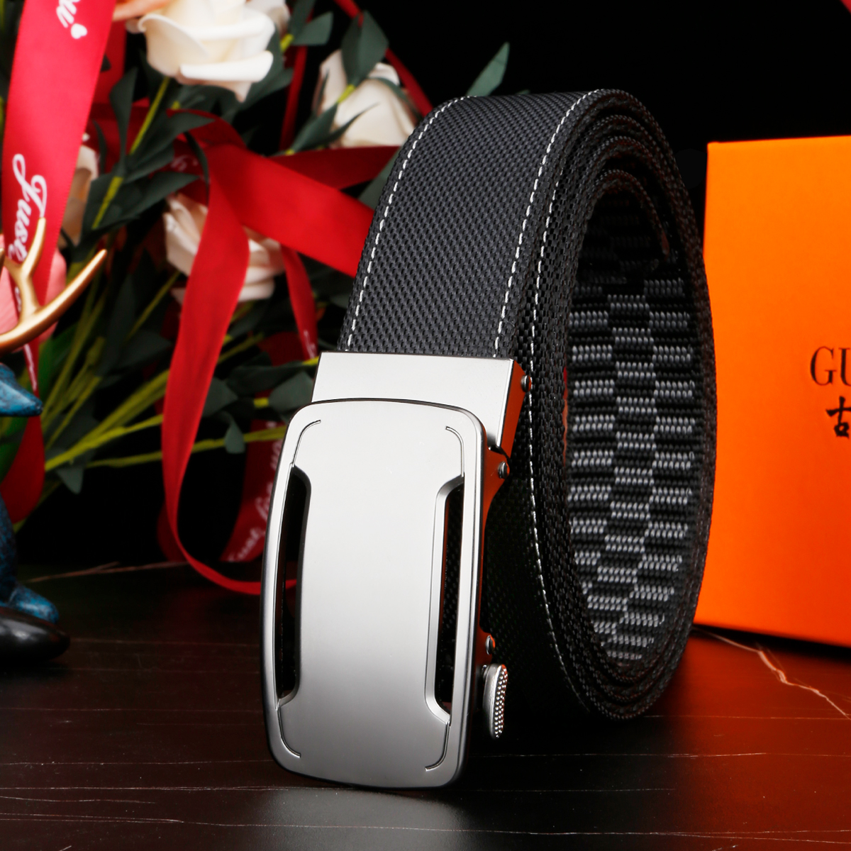 Men's Belt Automatic buckle nylon belt canvas  fabric belt 3.4cm