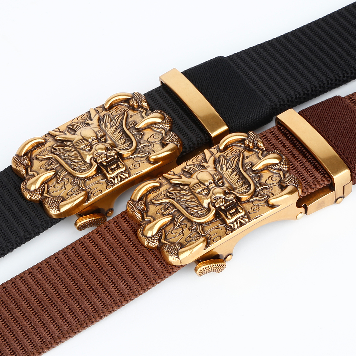 Men's Belt Dragon automatic buckle tank belt canvas  fabric belt 3.4cm