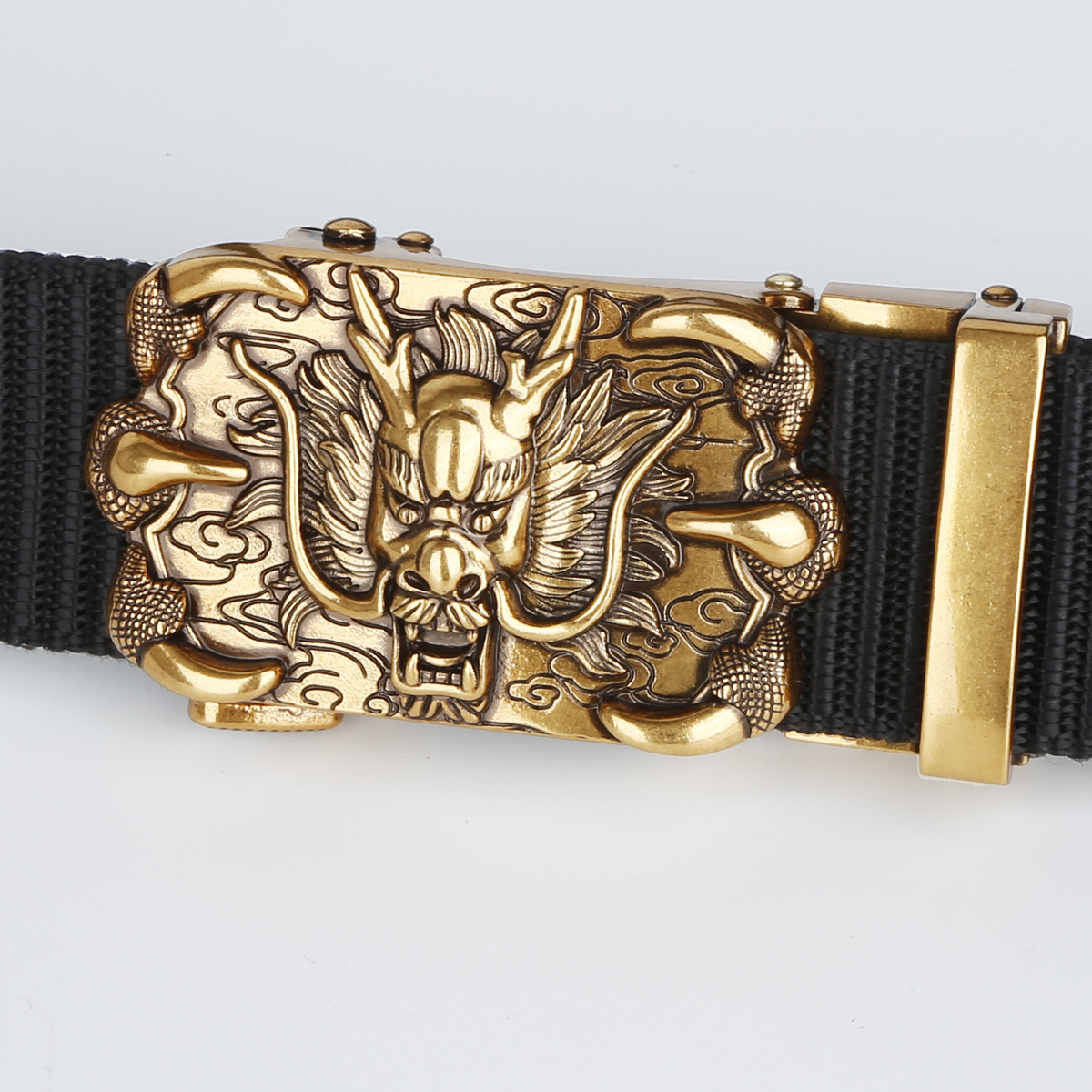 Men's Belt Dragon automatic buckle tank belt canvas  fabric belt 3.4cm