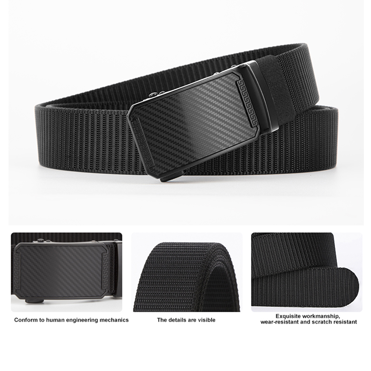 Men's Belt  Automatic buckle tank belt canvas  fabric belt 3.4cm