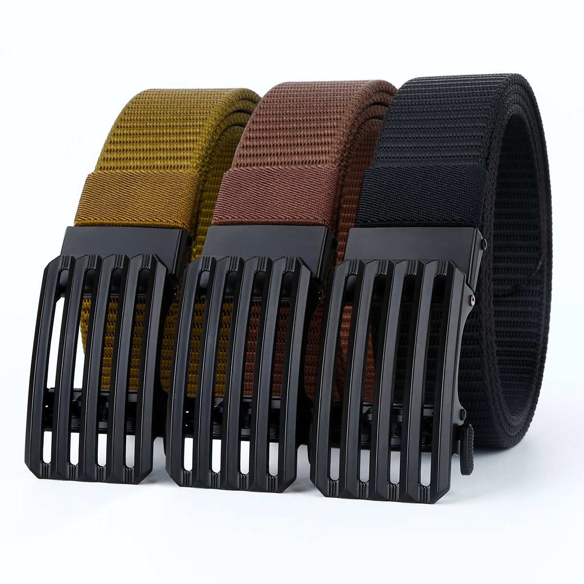 Men's Belt Line  Automatic buckle tank belt canvas  fabric belt 3.4cm