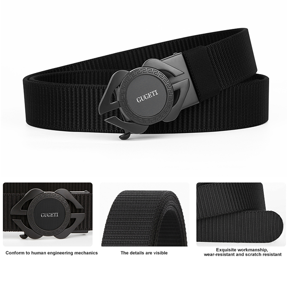 Men's Belt Watch automatic buckle tank belt canvas  fabric belt 3.4cm