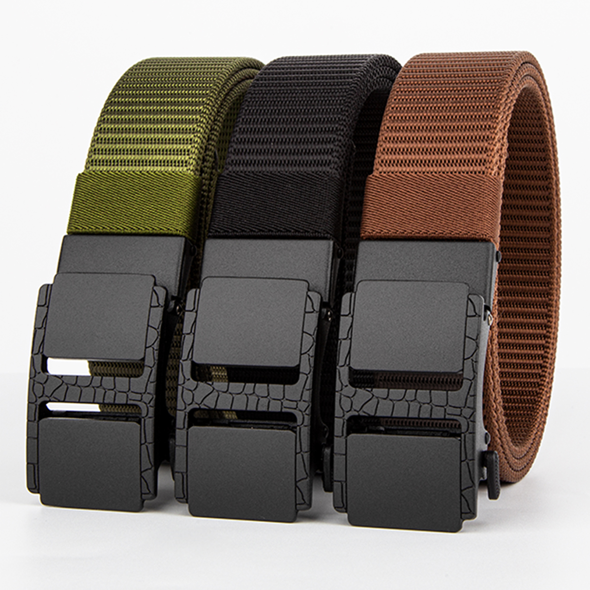 Men's Belt Frosted automatic buckle tank belt canvas  fabric belt 3.4cm