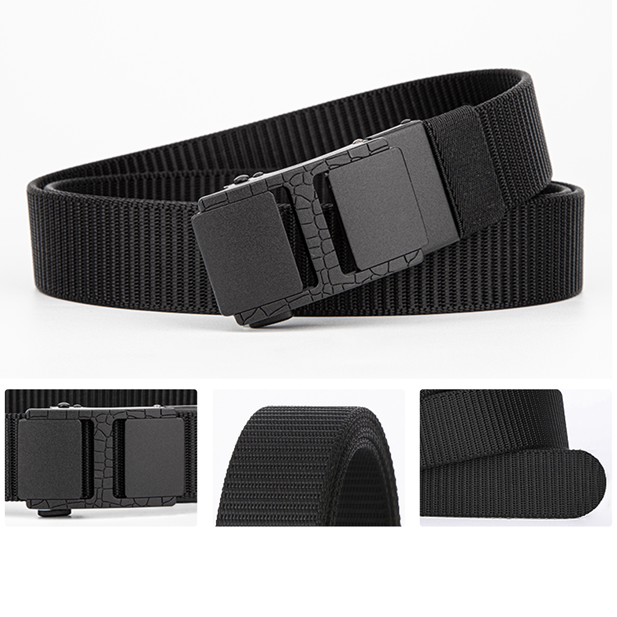 Men's Belt Frosted automatic buckle tank belt canvas  fabric belt 3.4cm