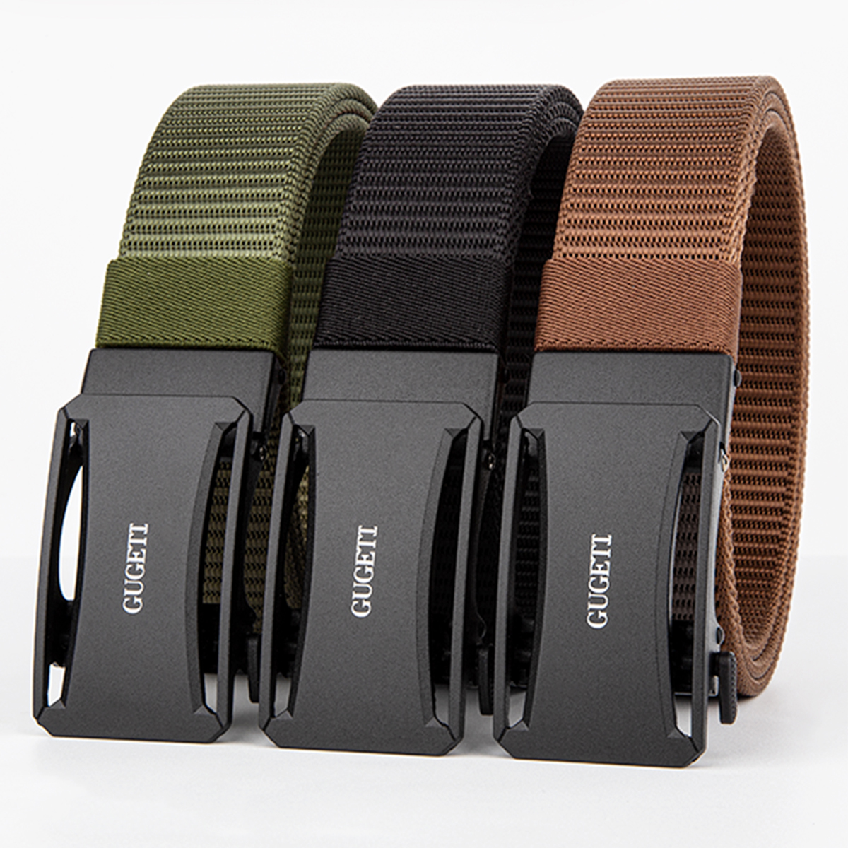 Men's Belt Frosted automatic buckle tank belt canvas  fabric belt 3.4cm