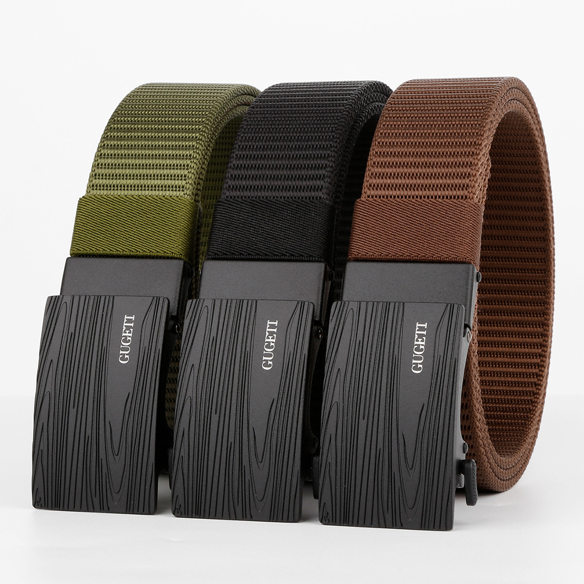 Men's Belt Frosted automatic buckle tank belt canvas  fabric belt 3.4cm