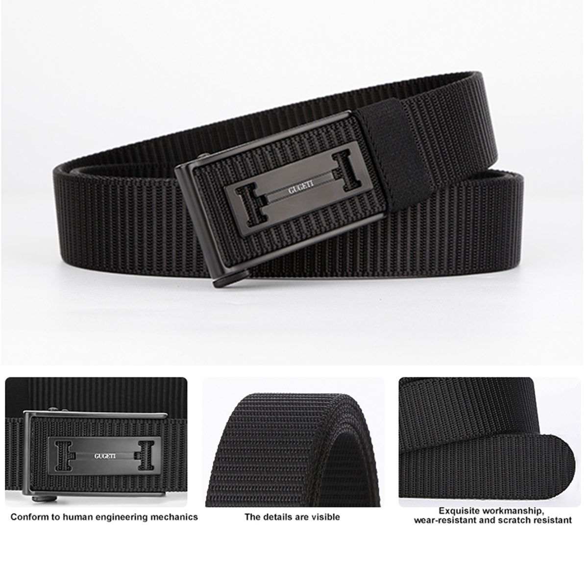 Men's Belt H Automatic buckle tank belt canvas  fabric belt 3.4cm