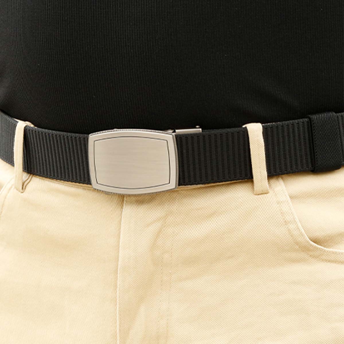 Men's Belt Rhombic Automatic buckle tank belt canvas  fabric belt 3.4cm