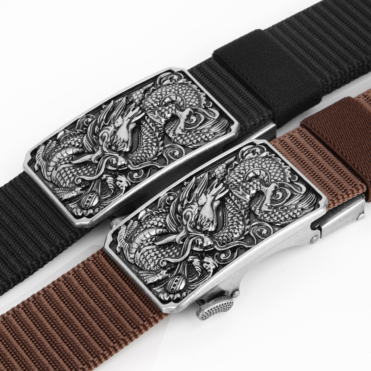 Men's Belt Dragon Automatic buckle tank belt canvas  fabric belt 3.4cm