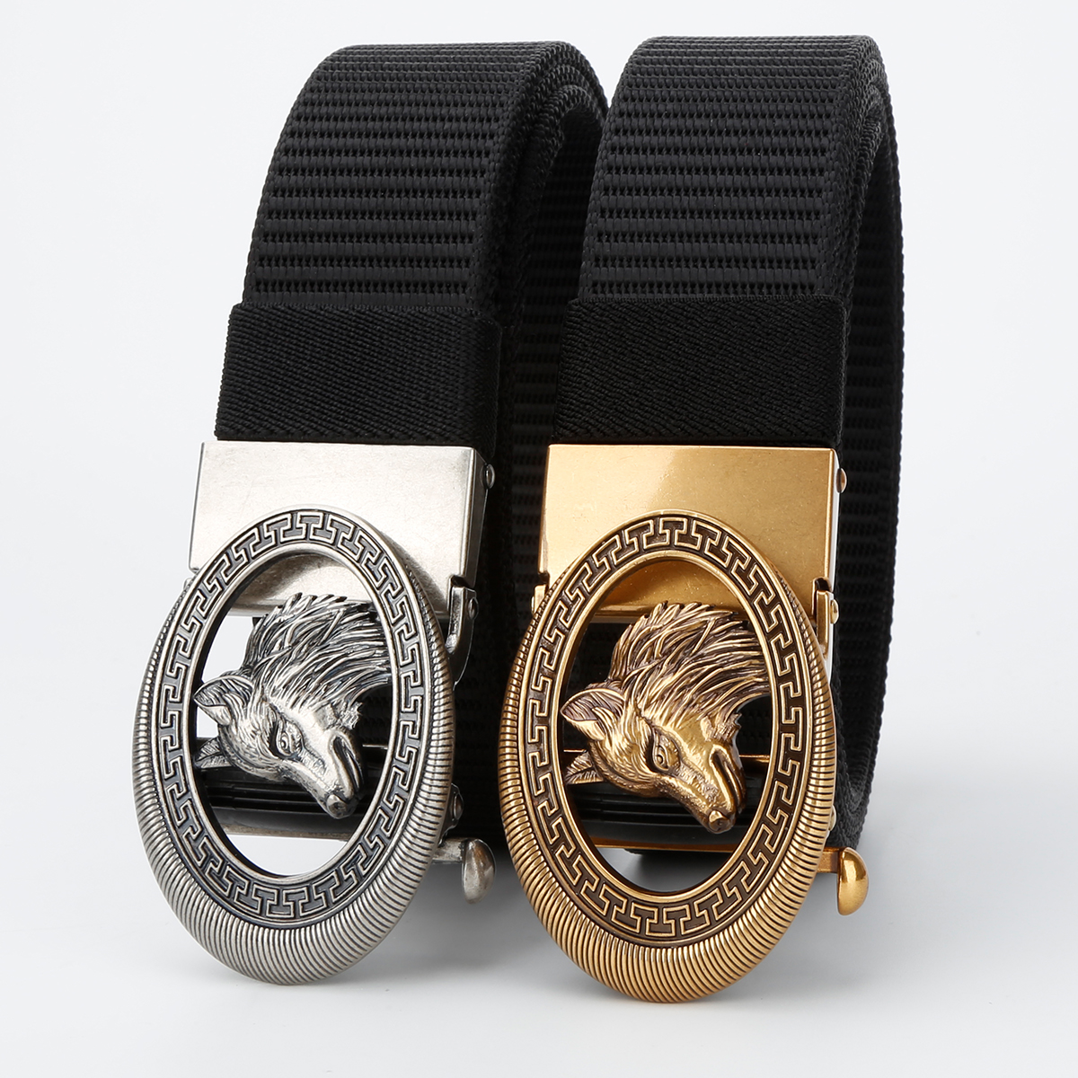 Men's Belt Wolf Automatic buckle tank belt canvas  fabric belt 3.4cm