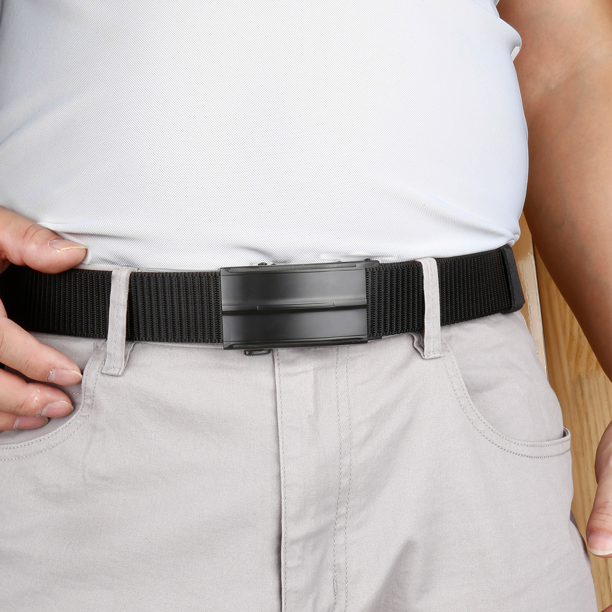 Men's Belt  Automatic buckle tank belt canvas fabric belt 3.4cm