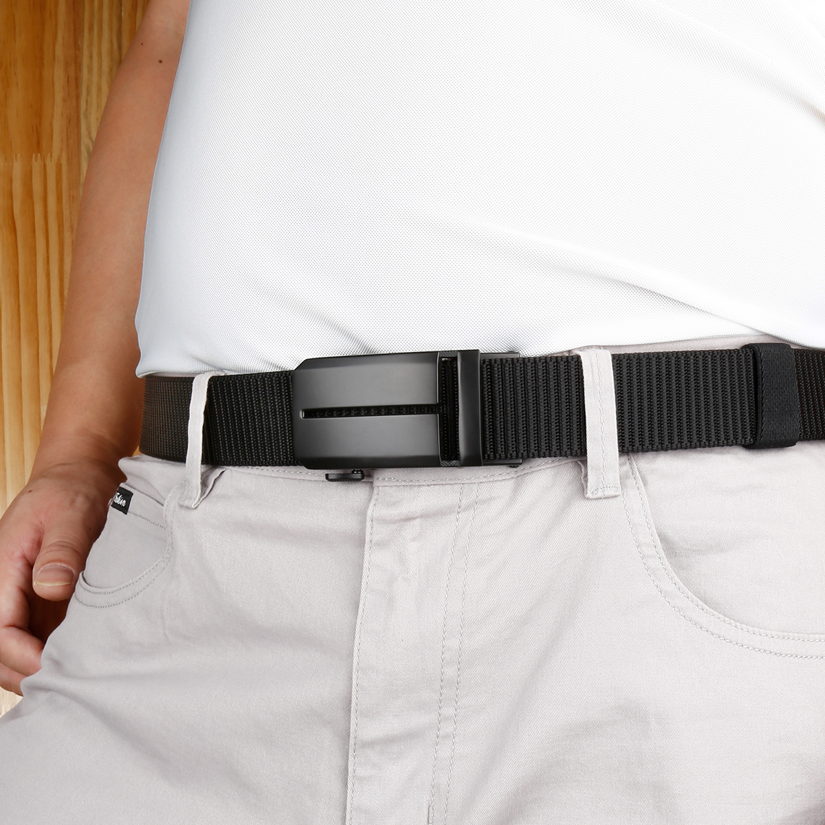 Men's Belt T  Automatic buckle tank belt canvas  fabric belt 3.4cm