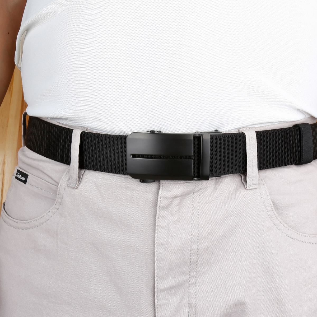 Men's Belt T  Automatic buckle tank belt canvas  fabric belt 3.4cm
