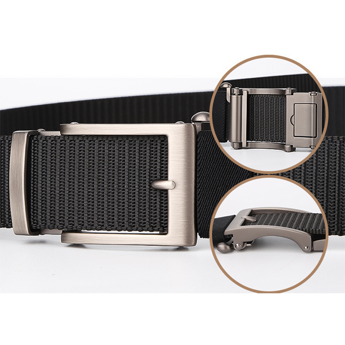 Men's Belt Pin buckle  Automatic buckle tank belt canvas  fabric belt 3.4cm