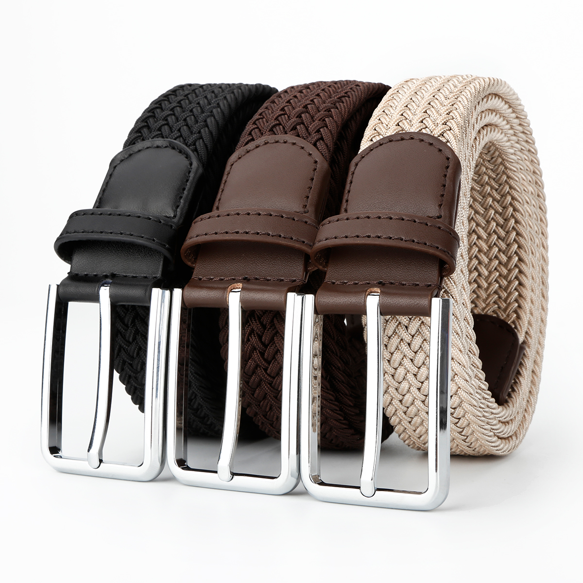 Men's Belt Pin  buckle Woven belt canvas  fabric belt 3.4cm