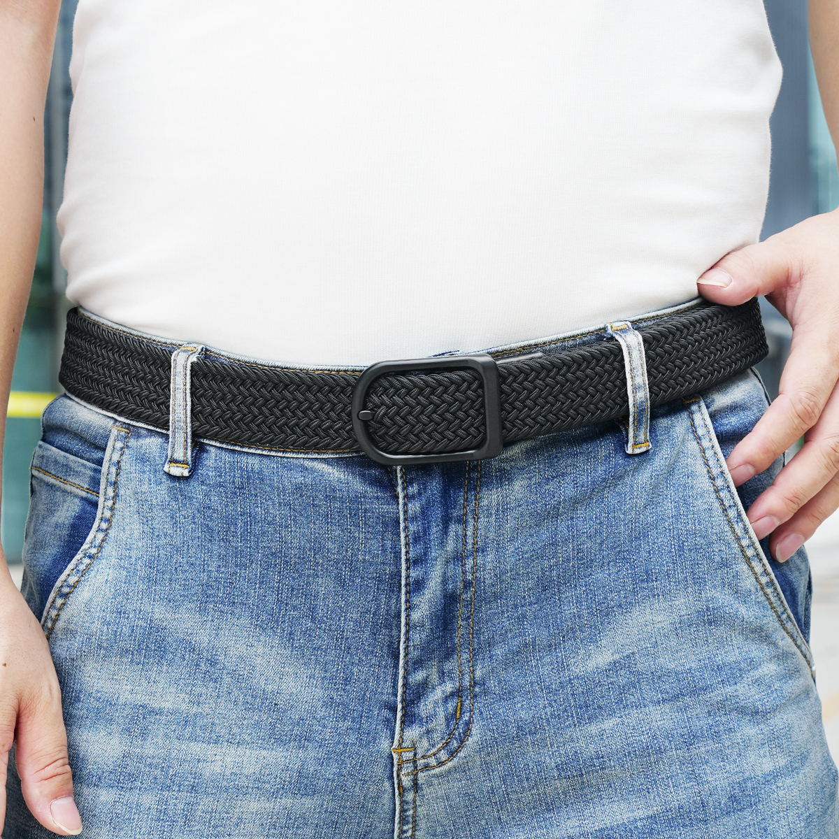 Men's Belt Pin  buckle Woven belt canvas  fabric belt 3.5cm