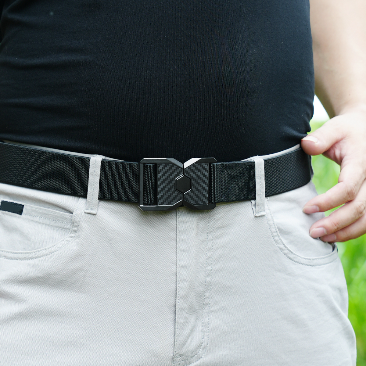 Men's Belt Quick Release buckle Tactical Elastic Belt canvas  fabric belt 3.8cm