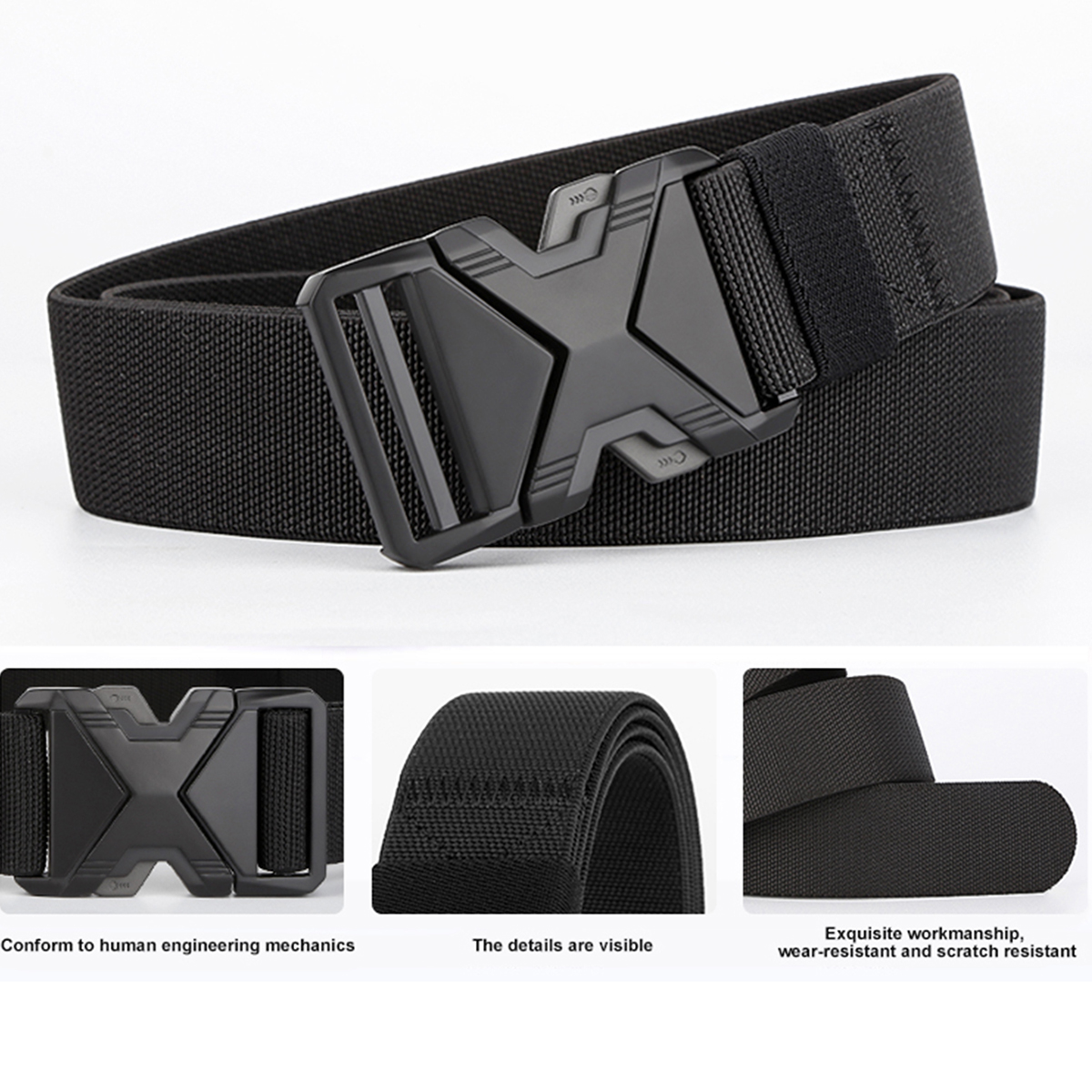 Men's Belt Quick Release buckle Tactical Elastic Belt canvas  fabric belt 3.8cm