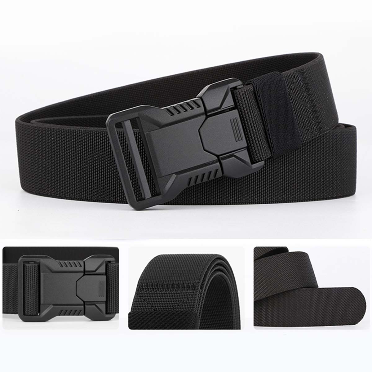 Men's Belt Quick Release buckle Tactical Elastic Belt canvas  fabric belt 3.8cm