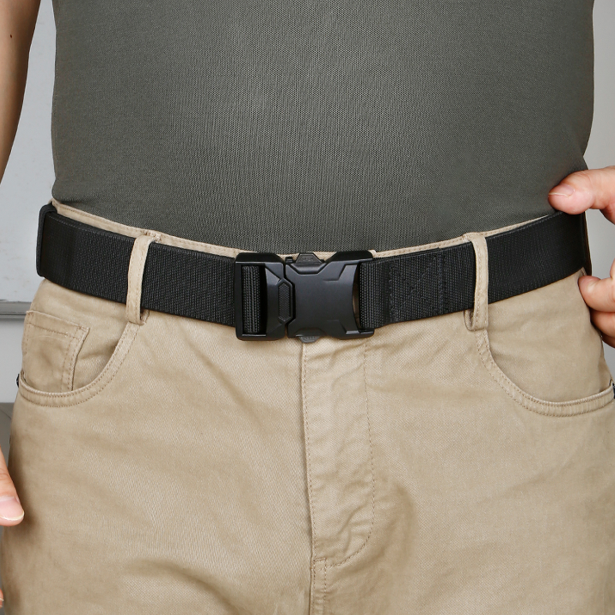 Men's Belt Quick Release buckle Tactical Elastic Belt canvas  fabric belt 3.8cm