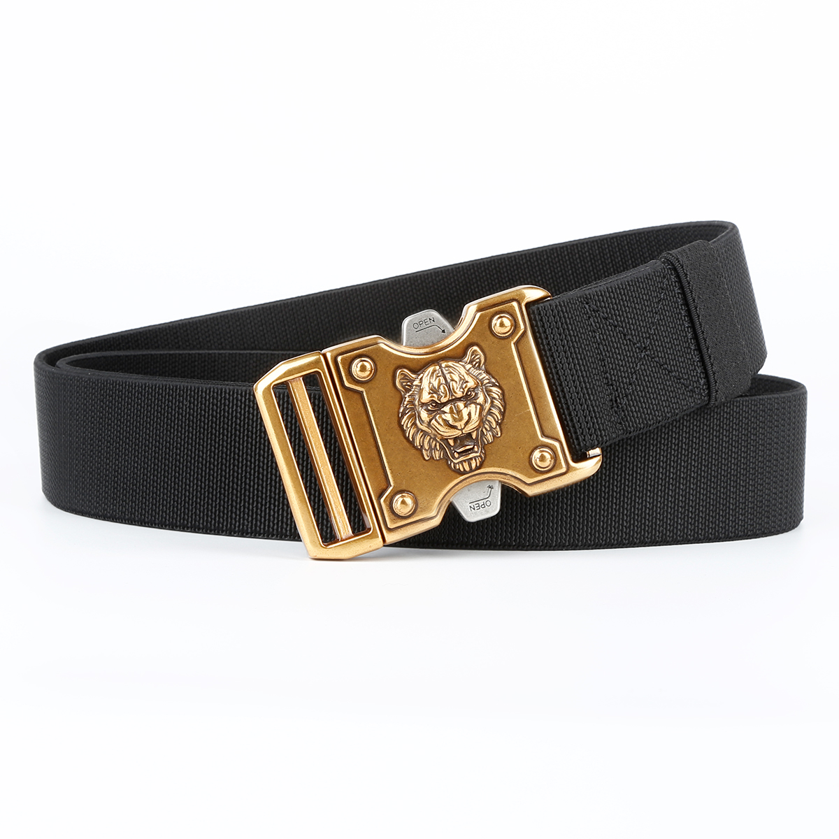 Men's Belt Tiger Quick Release buckle Tactical Elastic Belt canvas  fabric belt 3.8cm