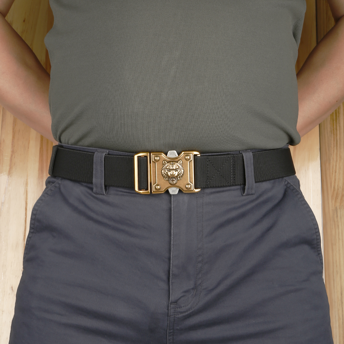 Men's Belt Tiger Quick Release buckle Tactical Elastic Belt canvas  fabric belt 3.8cm