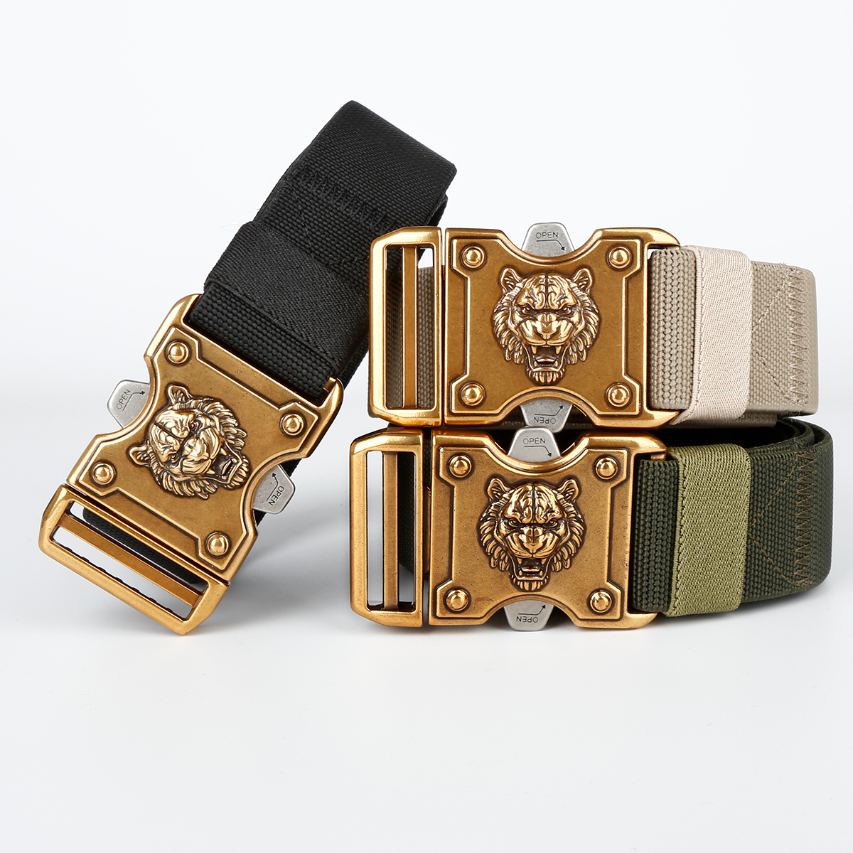 Men's Belt Tiger Quick Release buckle Tactical Elastic Belt canvas  fabric belt 3.8cm
