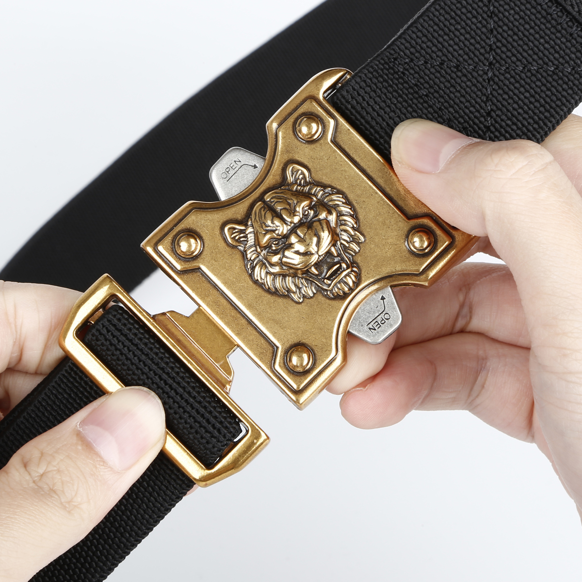 Men's Belt Tiger Quick Release buckle Tactical Elastic Belt canvas  fabric belt 3.8cm