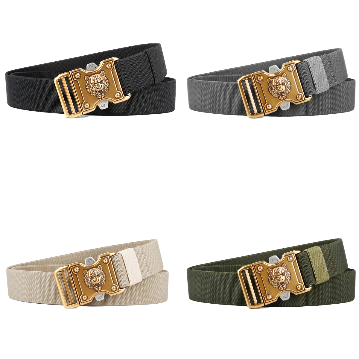 Men's Belt Tiger Quick Release buckle Tactical Elastic Belt canvas  fabric belt 3.8cm
