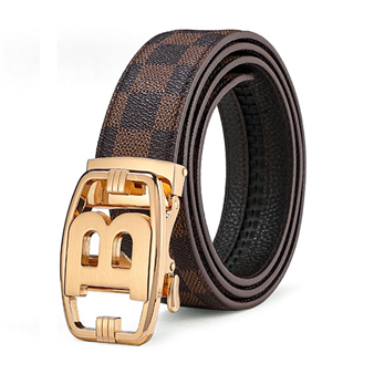 GUGETI Leather Belt with Automatic Letter B Buckle 3.5CM
